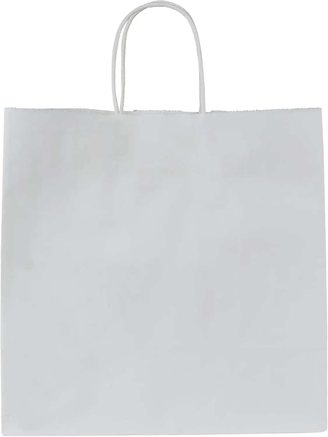 PAICUIKE 50Pcs White Paper Bags with Handles, Large 11x6x11 Inch Kraft Shopping Bags for Retail, Gift Packaging, Parties, Weddings, Birthdays, Baking