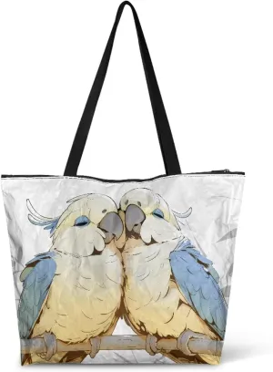 Paper Bag Shoulder Bag with Zippers, Butterfly Flowers Lightweight Large Shopping Beach Totes Bags Book Tote