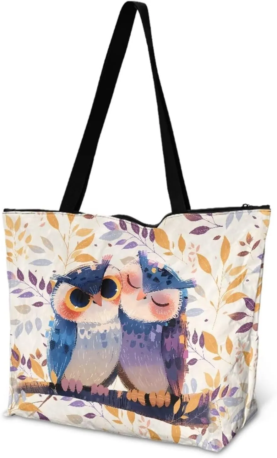 Paper Bag Shoulder Bag with Zippers, Butterfly Flowers Lightweight Large Shopping Beach Totes Bags Book Tote