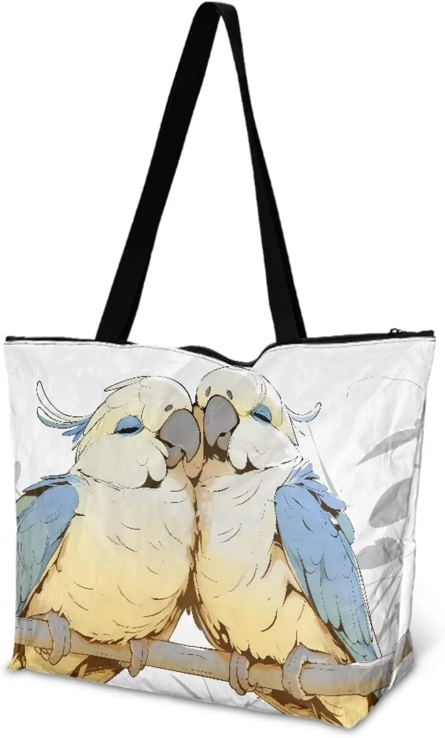 Paper Bag Shoulder Bag with Zippers, Butterfly Flowers Lightweight Large Shopping Beach Totes Bags Book Tote