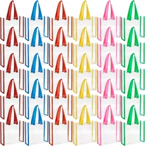 Paterr 30 Pcs Clear Tote Bag Stadium Approved Bulk 10 x 10 x 4 inch Plastic Tote Gifts Bags with Handle for Women Sports Gym(Multicolor)