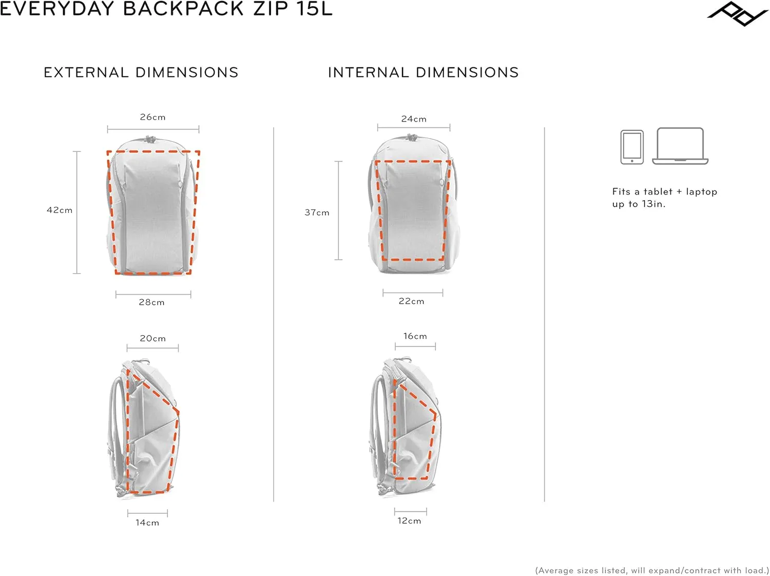 Peak Design Everyday Backpack Zip 15L Ash, Carry-on Backpack with Laptop Sleeve (BEDBZ-15-AS-2)