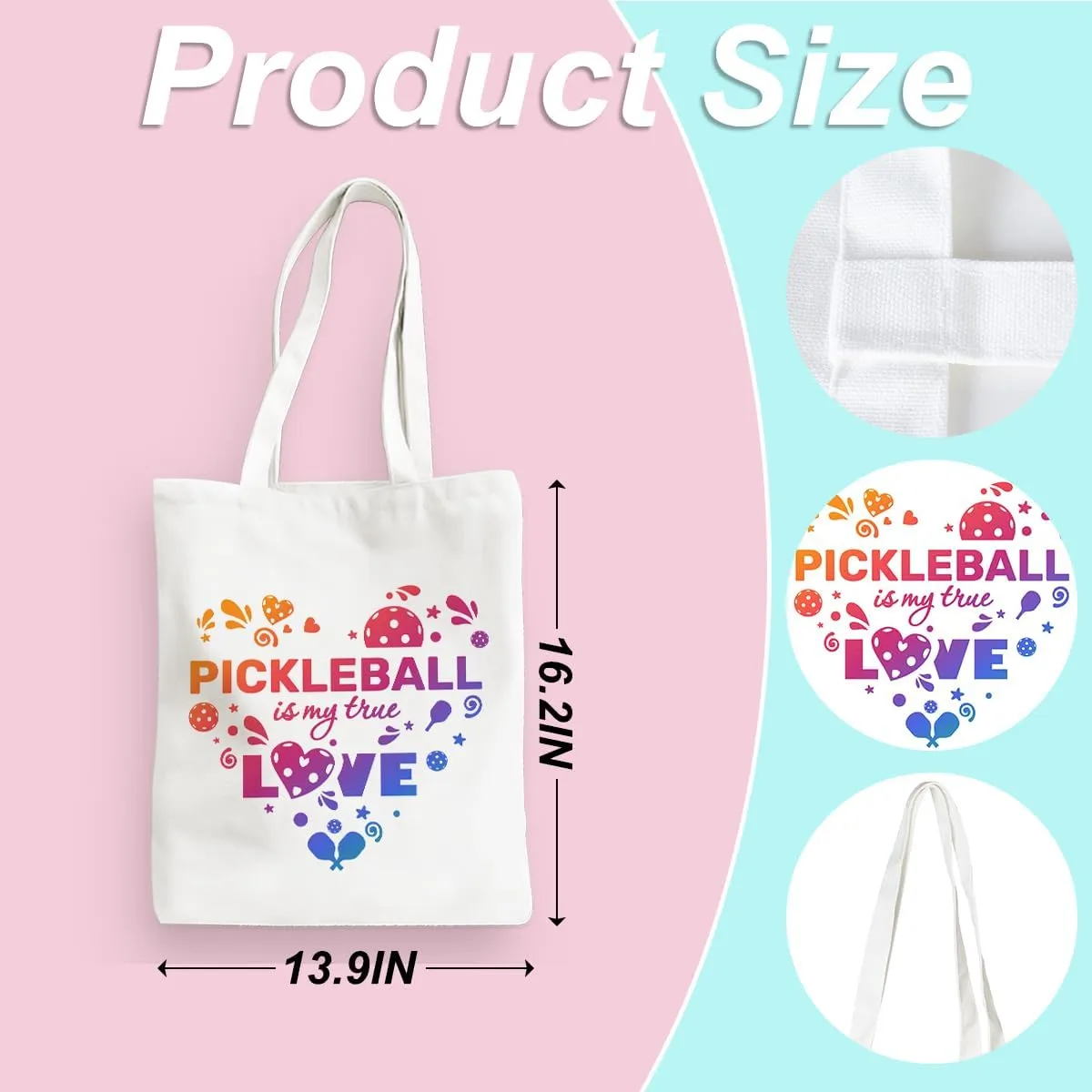 Pickleball Gifts for Pickleball Lovers Tote Bag Reusable Grocery Bags Pickleball Accessories Cotton Shopping Bag