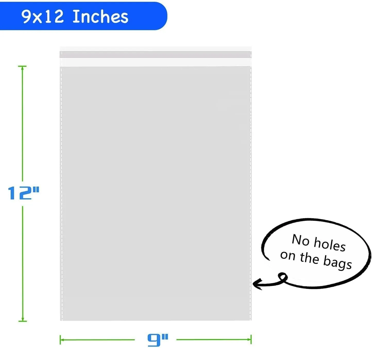 PigPotParty 9"x12" Self-Sealing Clear Cellophane T-Shirt Bags with Adhesive, 100 Pack Plastic Cello Packaging for Clothes, Gifts, Magazines, A4, Envelope, Letter & Small Business Use