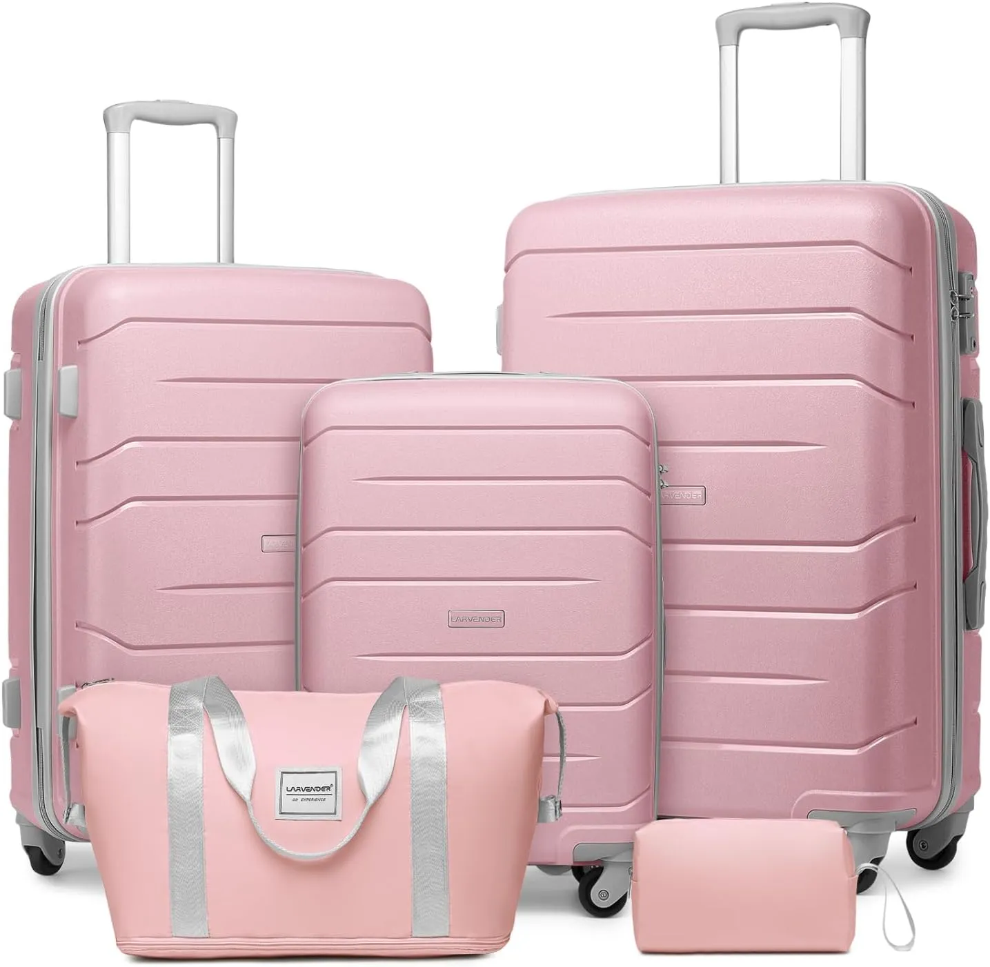 Pink 5-Piece Expandable Luggage Set - Ultra-, TSA Lock Spinner Suitcases with Extra Space bull; Perfect for Both Business amp; Vacation