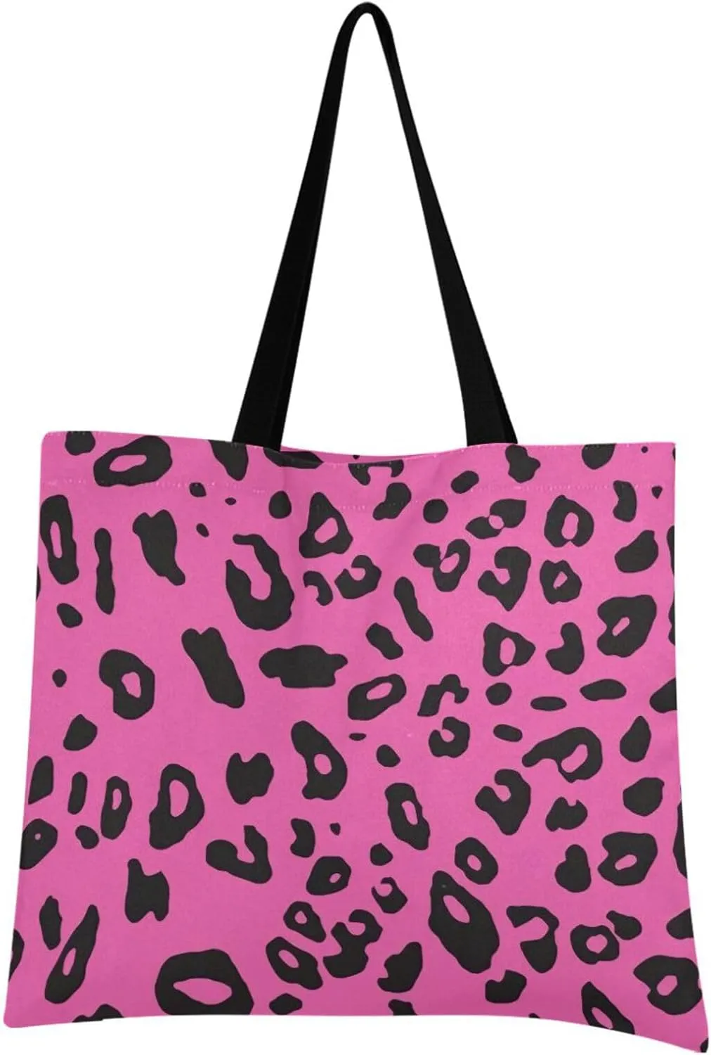 Pink Leopard Tote Bag for Women Girl Canvas Shoulder Handbags Reusable Grocery Bags Large Purse with Inner Pocket 214a5136
