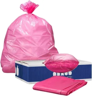 Plasticplace 12-16 Gallon Trash Bags  1.2 Mil  Pink Garbage Can Liners  24 x 31 (250 Count)