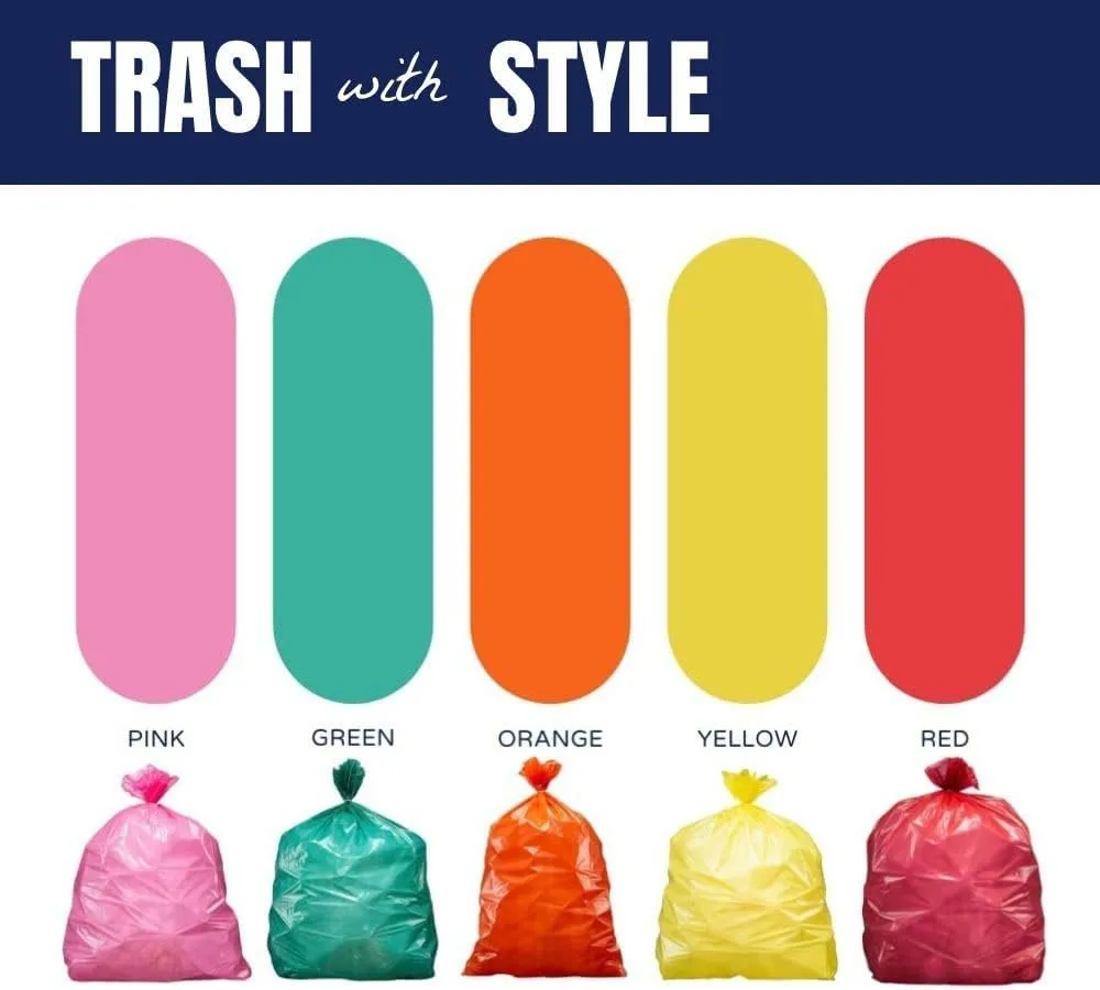 Plasticplace 12-16 Gallon Trash Bags  1.2 Mil  Pink Garbage Can Liners  24 x 31 (250 Count)