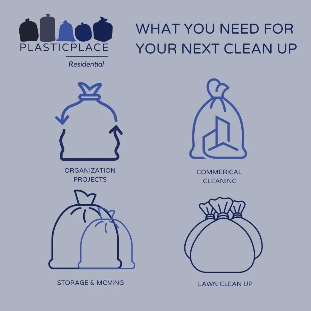 Plasticplace 13 Gallon Trash Bags  1.2 Mil  White Drawstring Garbage Can Liners  24" x 31", 200 Count (Pack of 1)