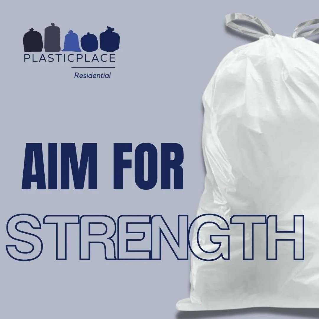Plasticplace 13 Gallon Trash Bags  1.2 Mil  White Drawstring Garbage Can Liners  24" x 31", 200 Count (Pack of 1)