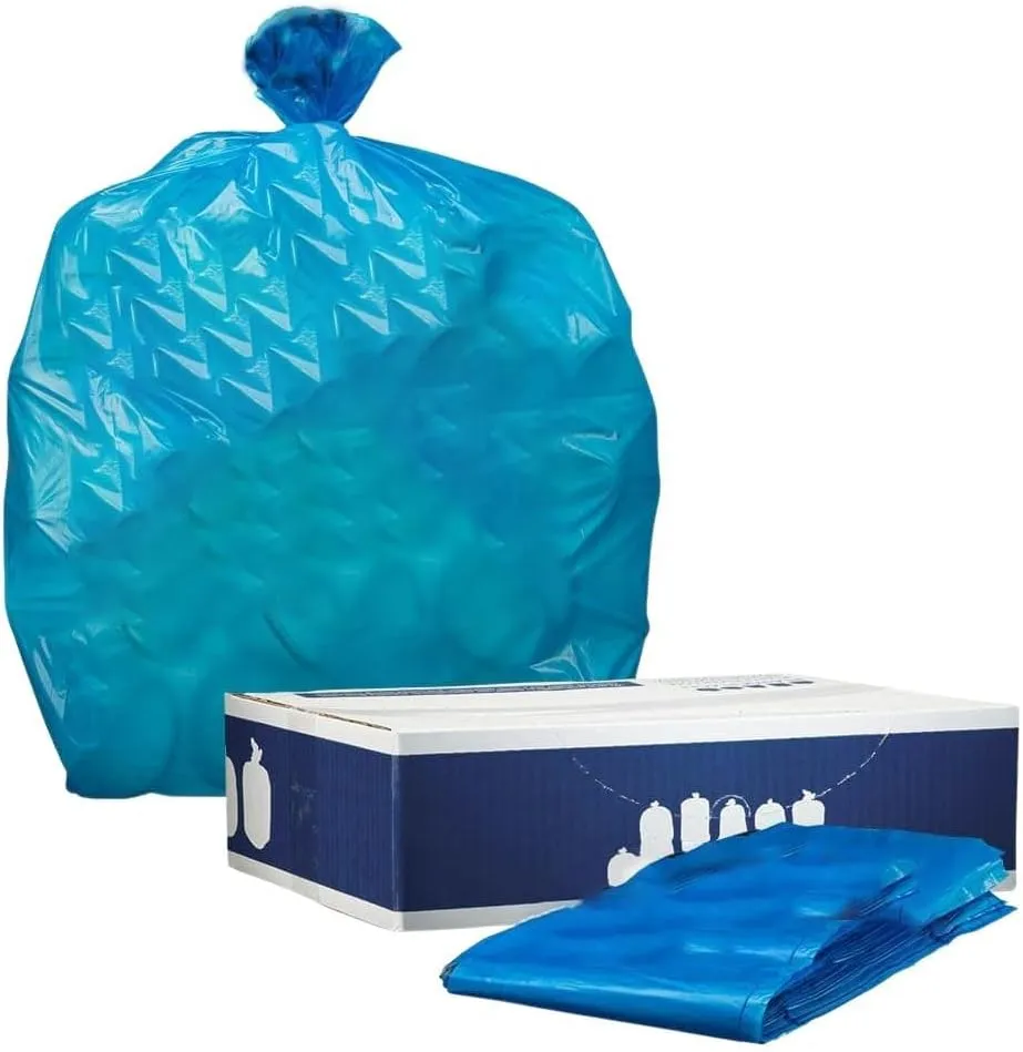 Plasticplace 30-40 Gallon Recycling Trash Bags  1.2 Mil Blue Garbage Bag Liners  33 x 46 (100 Count)