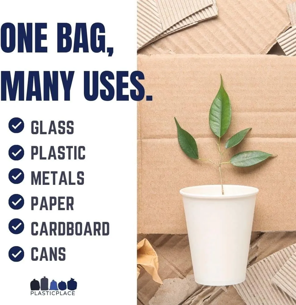 Plasticplace 30-40 Gallon Recycling Trash Bags  1.2 Mil Blue Garbage Bag Liners  33 x 46 (100 Count)