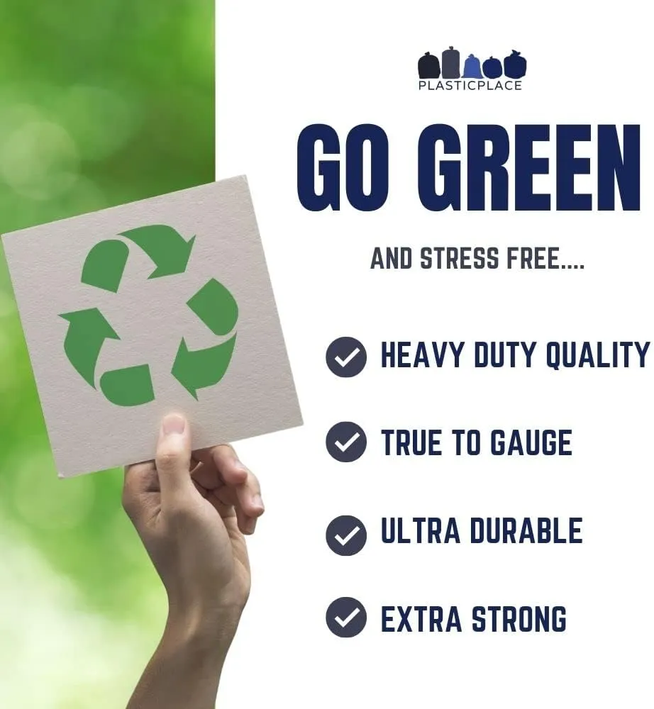 Plasticplace 30-40 Gallon Recycling Trash Bags  1.2 Mil Blue Garbage Bag Liners  33 x 46 (100 Count)