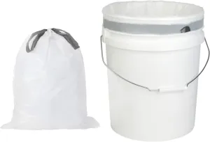 Plasticplace Trash Bags - 5 Gallon Garbage Bag Liners WhiteExtra Thick 0.9 MiL, Sturdy Drawstring Placement19" X 25" Size (100 Count)
