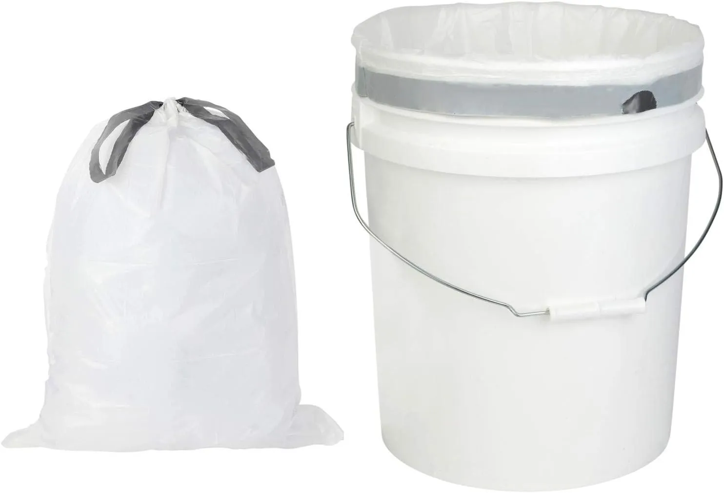 Plasticplace Trash Bags - 5 Gallon Garbage Bag Liners WhiteExtra Thick 0.9 MiL, Sturdy Drawstring Placement19" X 25" Size (100 Count)