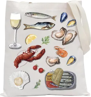 POFULL Seafood Shellfish Gift Seafood Set Meal Gift Seafood Lover Tote Bag Sardines Gift