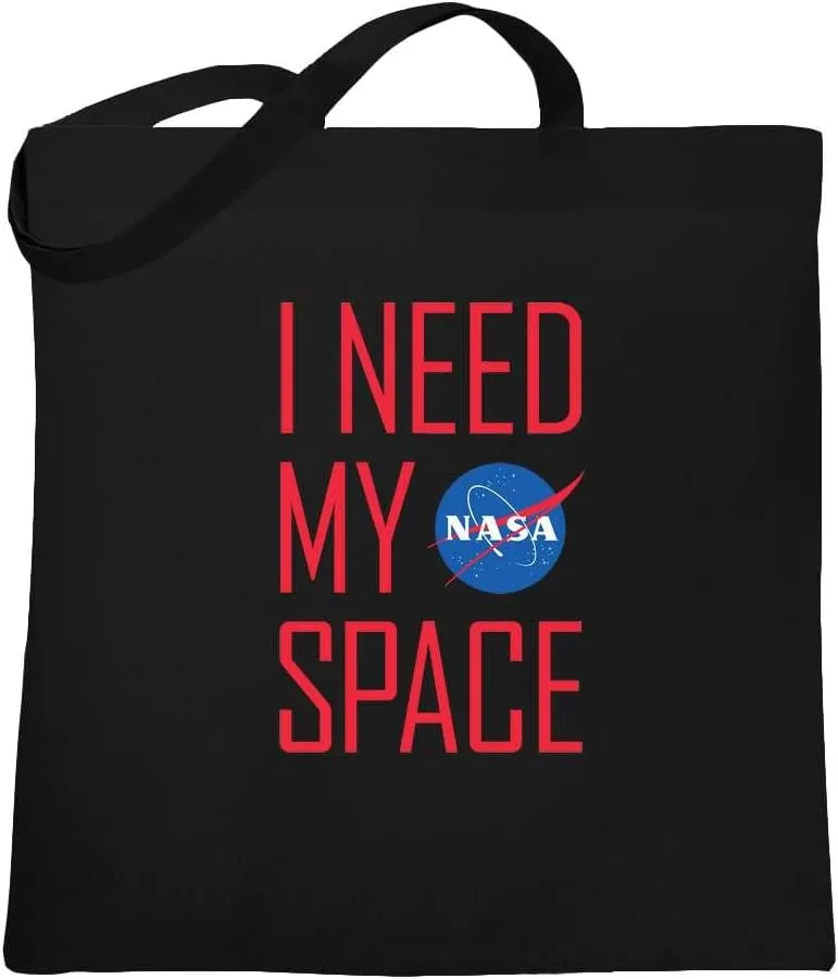 Pop Threads NASA Approved I Need My Space Meatball Logo Funny Canvas Tote Bag