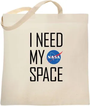 Pop Threads NASA Approved I Need My Space Meatball Logo Funny Canvas Tote Bag