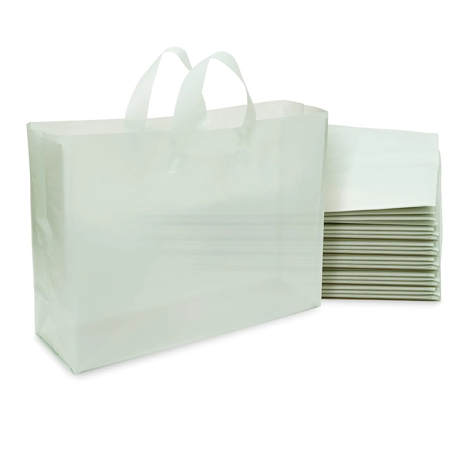 Prime Line Packaging Plastic Shopping Bags, Plastic Gift Bags with Handles for Small Business, Boutiques, Merchandise, Retail, Teal, Bulk, 16x6x12, 100 Pack