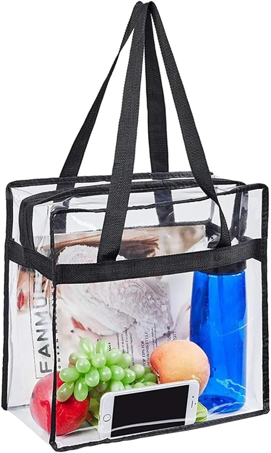 Qingzeyi transparent handle bags 1/4pcs Clear Tote Bags Large Capacity Shoulder Bag PVC Makeup Storage Bag for Wedding, Birthday, Mother's Day(1PCS)