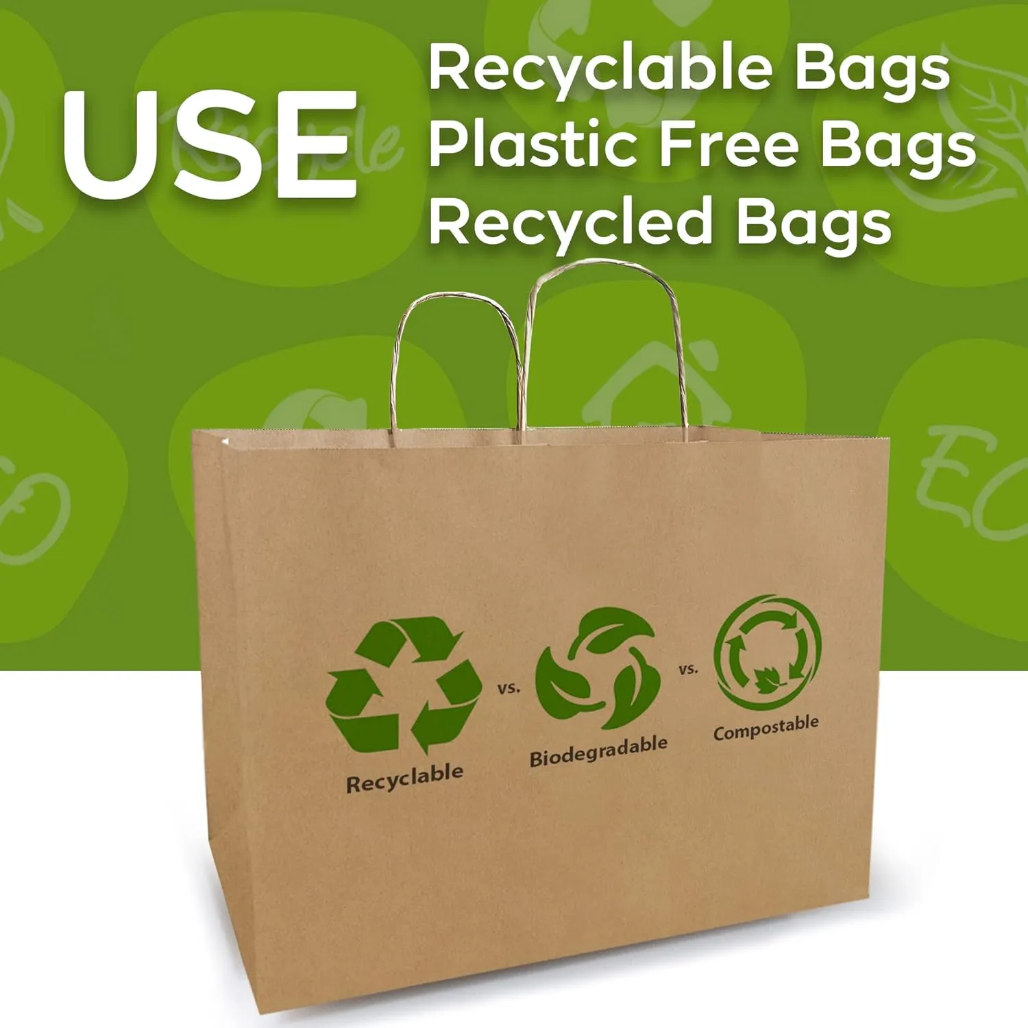 Qutuus Large Kraft Paper Shopping Bags with Handles Bulk - 16x6x12 Inch 300 Pcs Brown Paper Sacks, Kraft Bags for Gift Packaging Small Business Boutiques Retail Stores Grocery Merchandise
