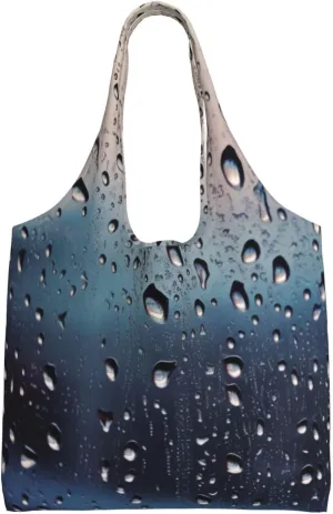 Rain Drops on Glass Canvas Tote Bag Aesthetic Large Shoulder Bags Reusable Shopping Bags for Women Grocery Bag Purse