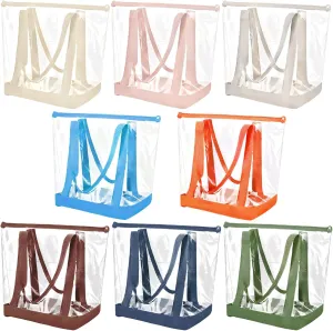 Reginary 8 Pieces Clear Tote Bags Shoulder Handbag Security Approved See Through Bag with Zipper Closure for Travel Work