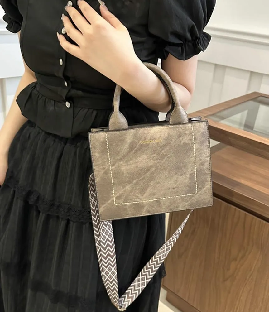Retro Shoulder Bag for Women Vegan Leather Crossbody Purse Small Square Totes Guitar Strap Handbag Satchel