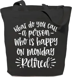 SAUIVD Women's What Do You Call A Person Who Is Happy On Monday Tote Bags Casual Handbag Reusable Shopping Bags