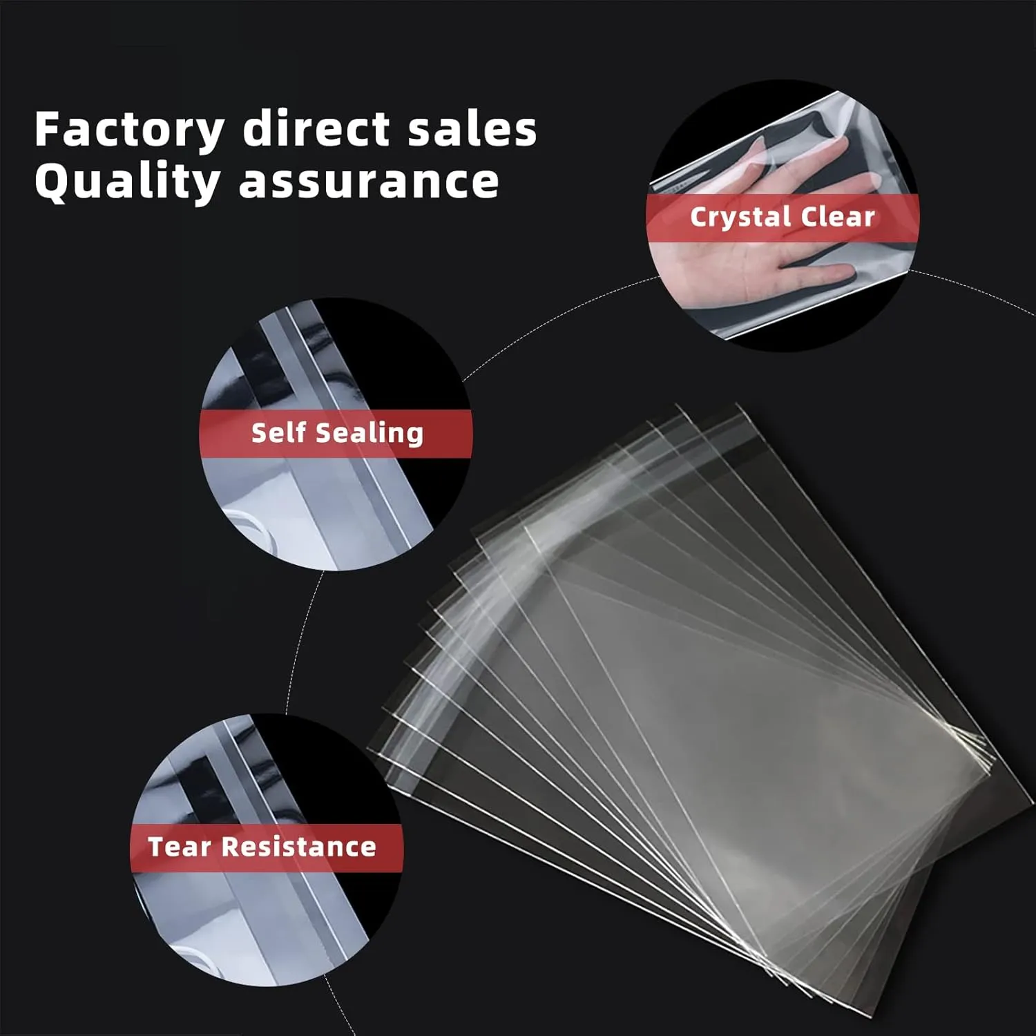Self Sealing Cellophane Bags, Clear Resealable Bags for Packaging Shirt, 10x14 in, 100 Pcs