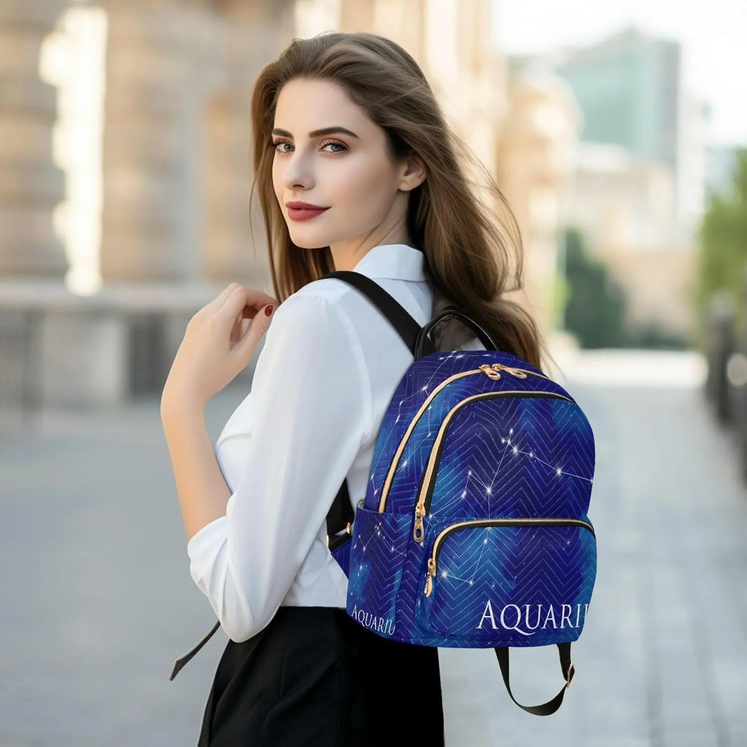 Senya Fashion Mini Backpack Purse for Daily Use, Aquarius Design for Travel & College