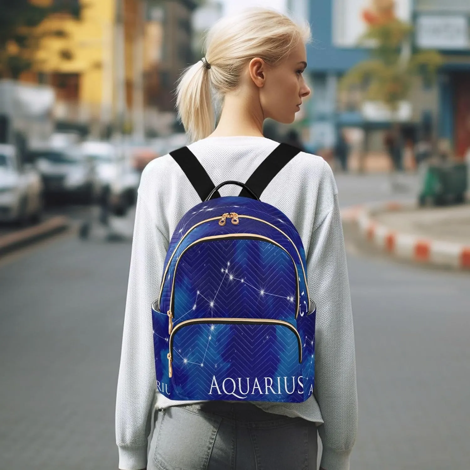 Senya Fashion Mini Backpack Purse for Daily Use, Aquarius Design for Travel & College