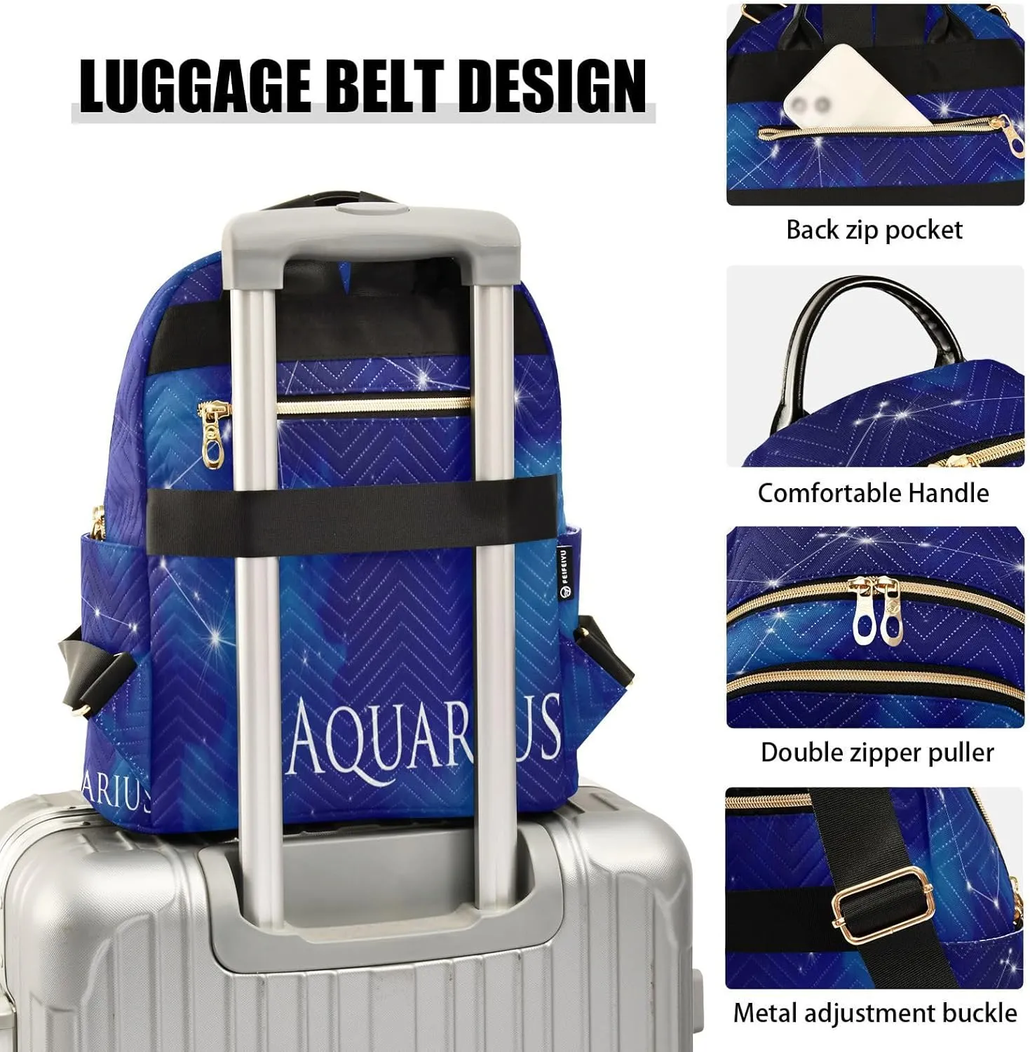 Senya Fashion Mini Backpack Purse for Daily Use, Aquarius Design for Travel & College