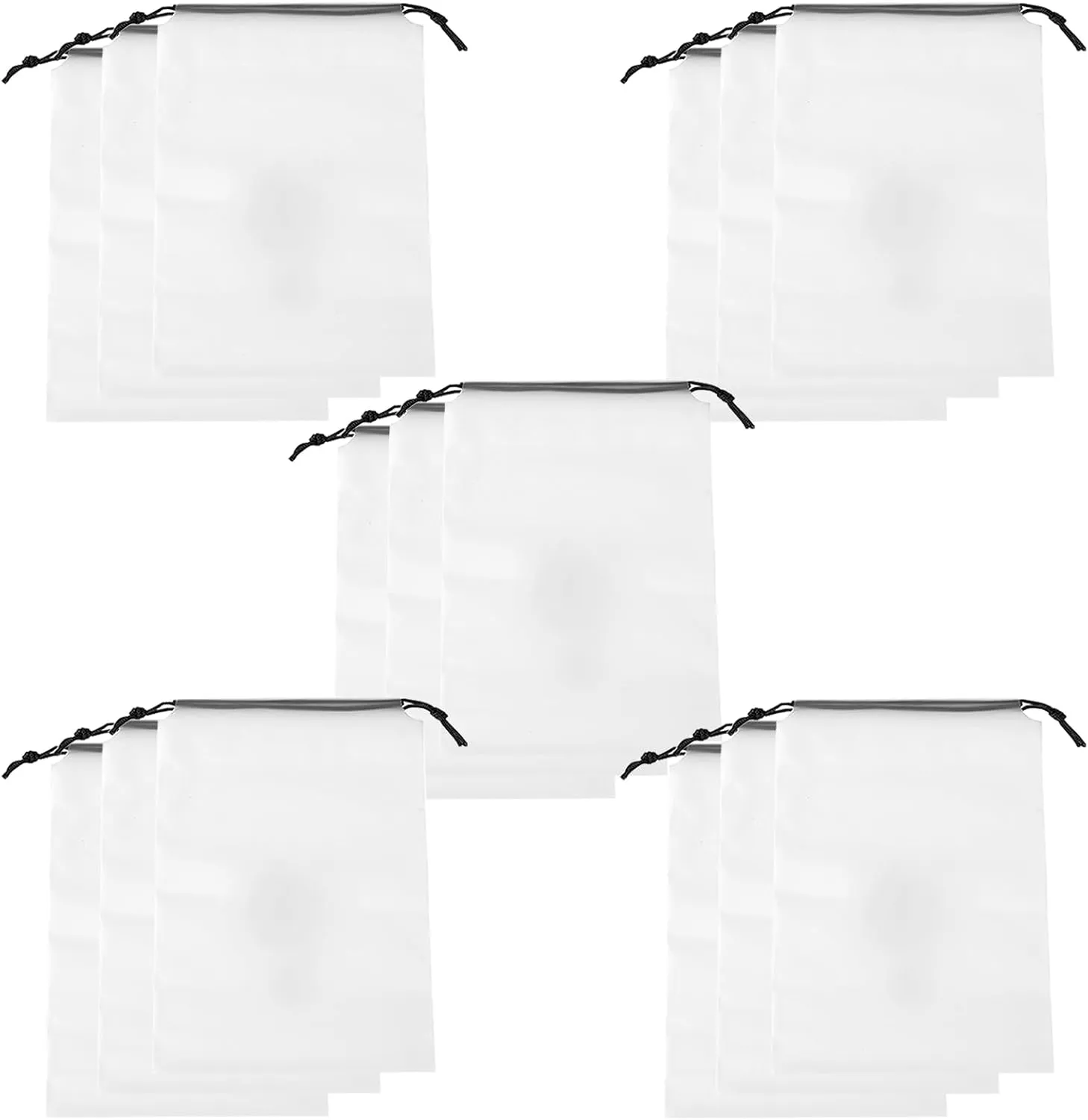 Set of 15 Transparent Shoe Bags for Travel Large Clear Shoes Organizers Storage Pouch with Rope for Men and Women