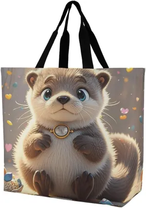 Sheep Beach Bag Reusable Tote Bag Foldable Grocery Bags Women Shopping Bags for Daily Essentials