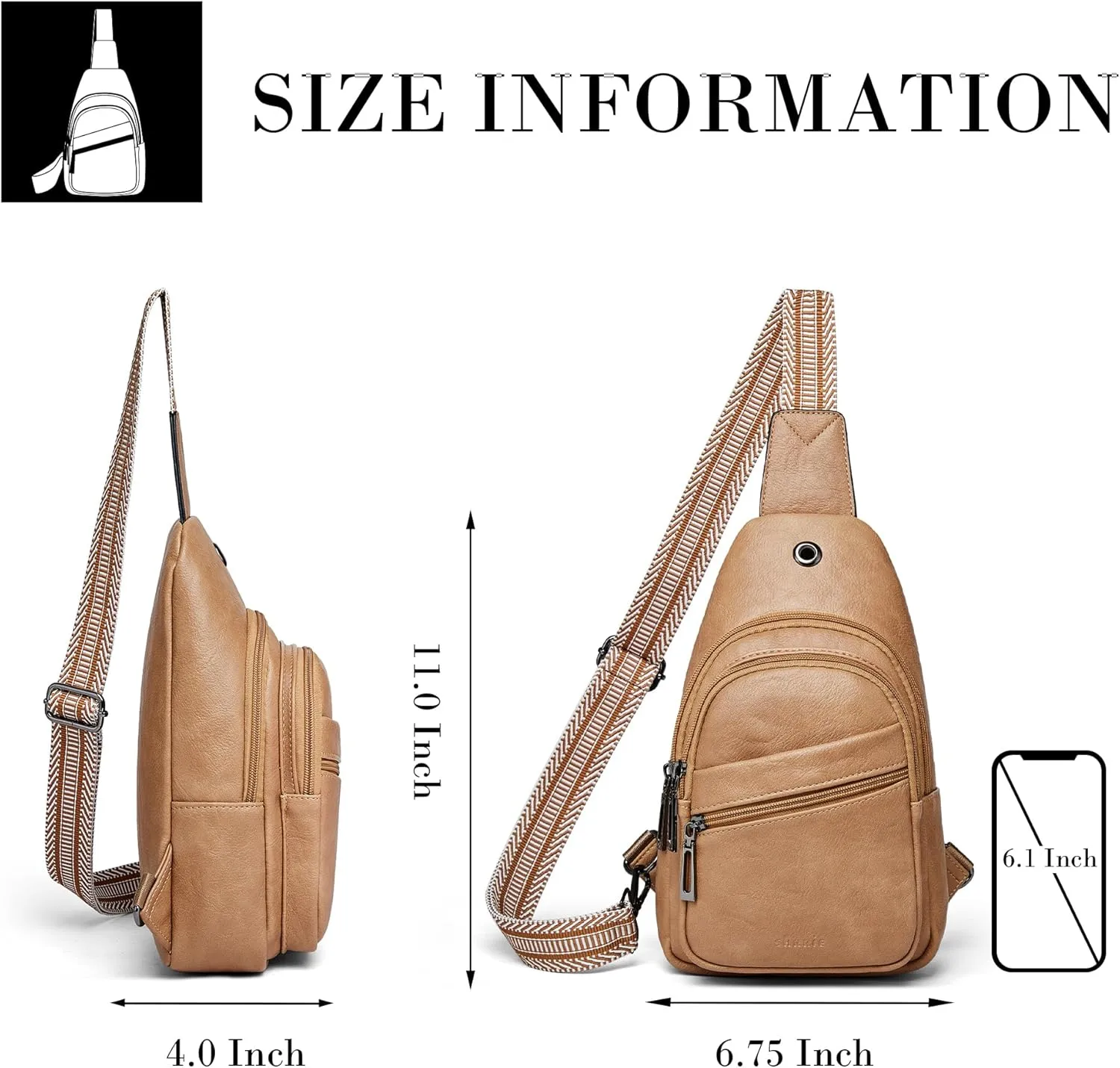 Shrrie Vegan Leather Crossbody Sling Bag - Women's Small Travel Fanny Pack for Daily Use