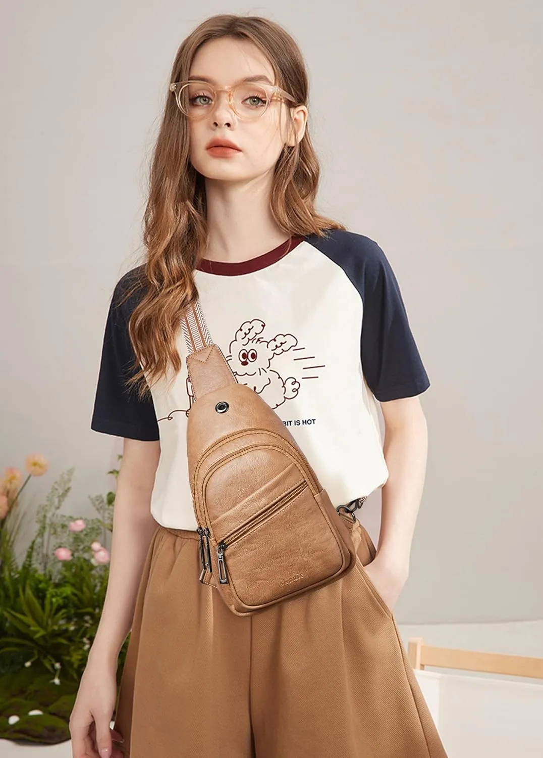 Shrrie Vegan Leather Crossbody Sling Bag - Women's Small Travel Fanny Pack for Daily Use