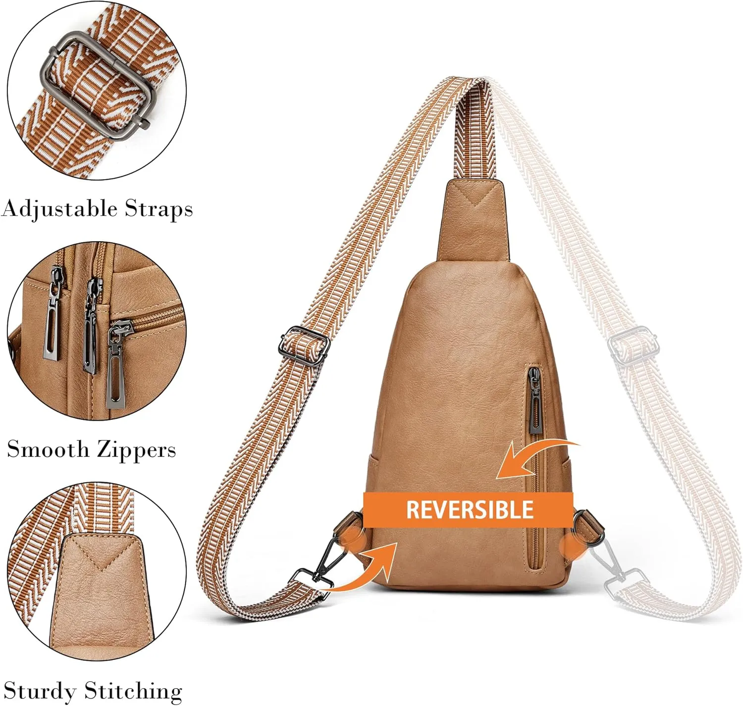 Shrrie Vegan Leather Crossbody Sling Bag - Women's Small Travel Fanny Pack for Daily Use