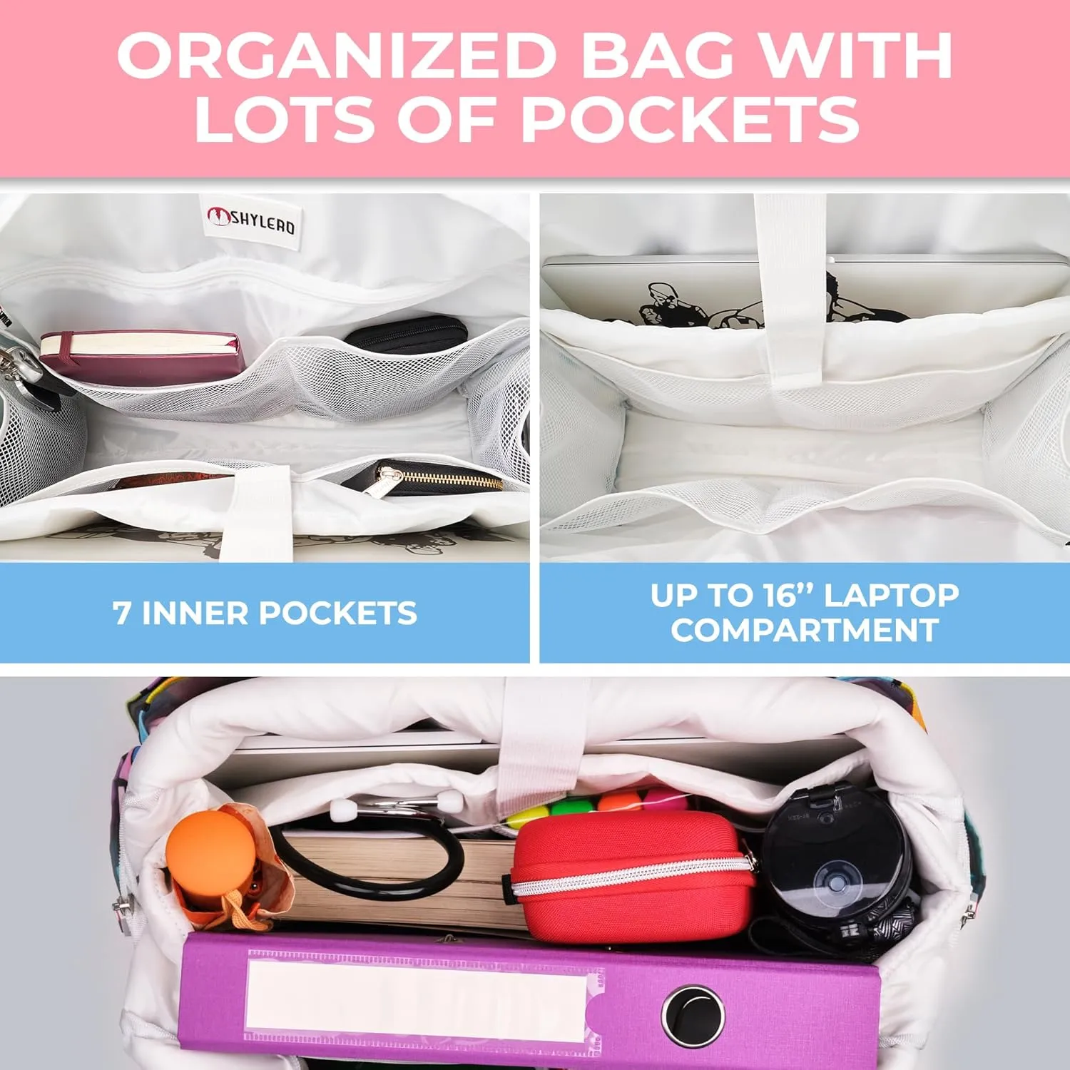 SHYLERO Nurse Bag with 21 Pockets - Big, Waterproof Medical Utility Tote for Daily Use