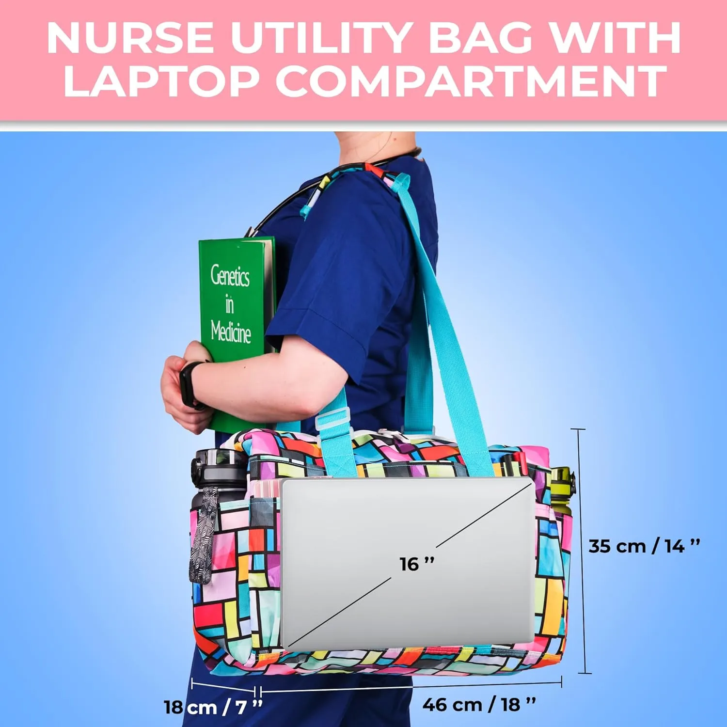 SHYLERO Nurse Bag with 21 Pockets - Big, Waterproof Medical Utility Tote for Daily Use