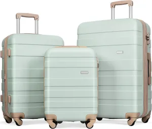Simplify Travel with Expandable Hardshell Luggage Set - Durable ABS Construction, Spinner Wheels, Secure, Includes 3 Suitcases (20", 24", 28") - Green