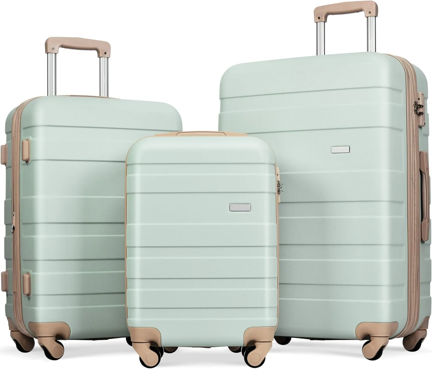 Simplify Travel with Expandable Hardshell Luggage Set - Durable ABS Construction, Spinner Wheels, Secure, Includes 3 Suitcases (20", 24", 28") - Green