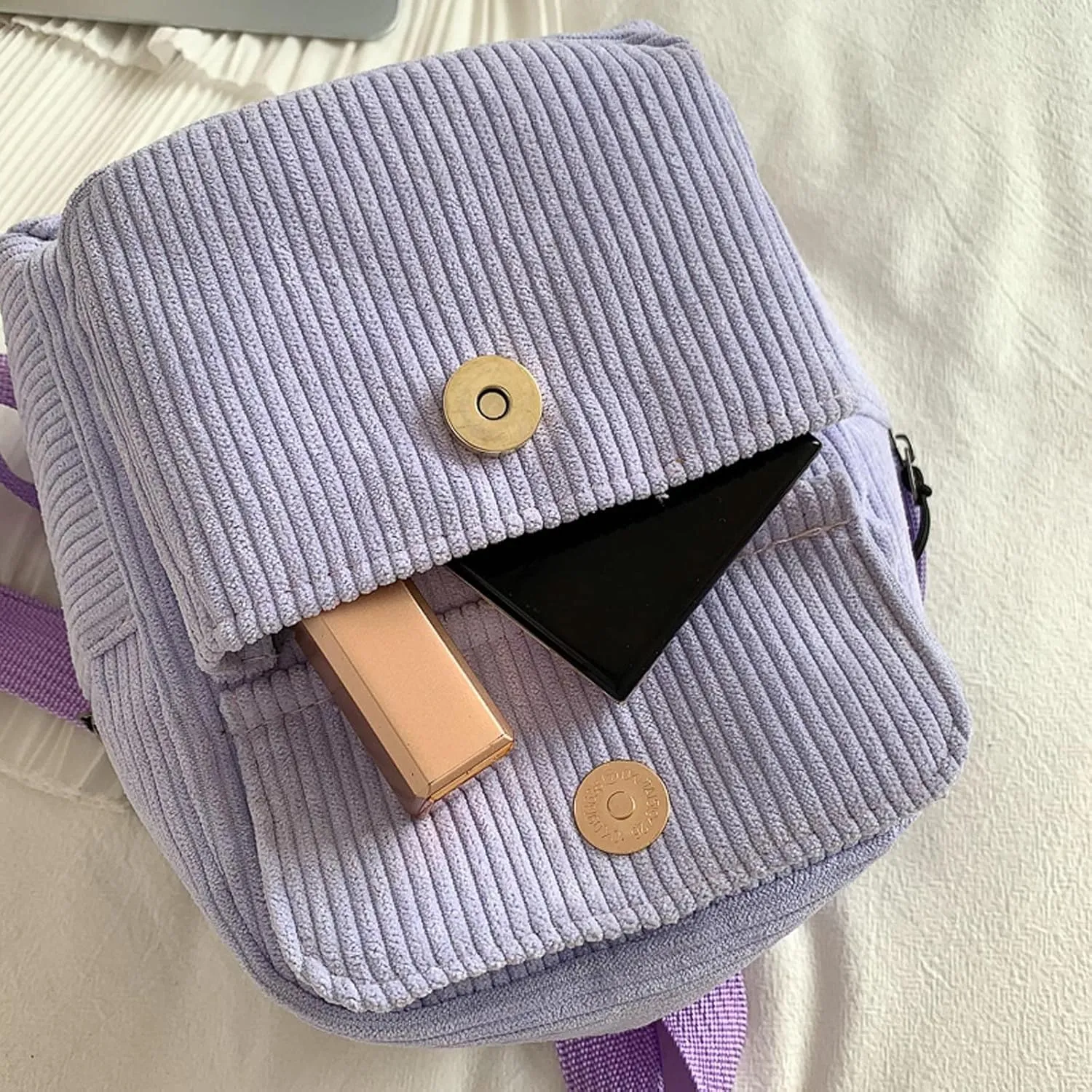 Small Purse for Women 2025 Fashion Simple Velvet Solid Backpack Corduroy Backpack