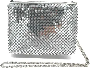Small Women Clutch Metal Mesh Evening Crossbody Purse Bag for Party or Daily Use