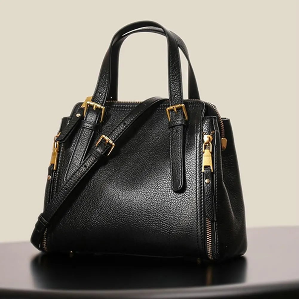 Soft Genuine Leather Handbag Purse for Women Small Crossbody Shoulder Bag Stylish Bucket Zipper Totes Satchels