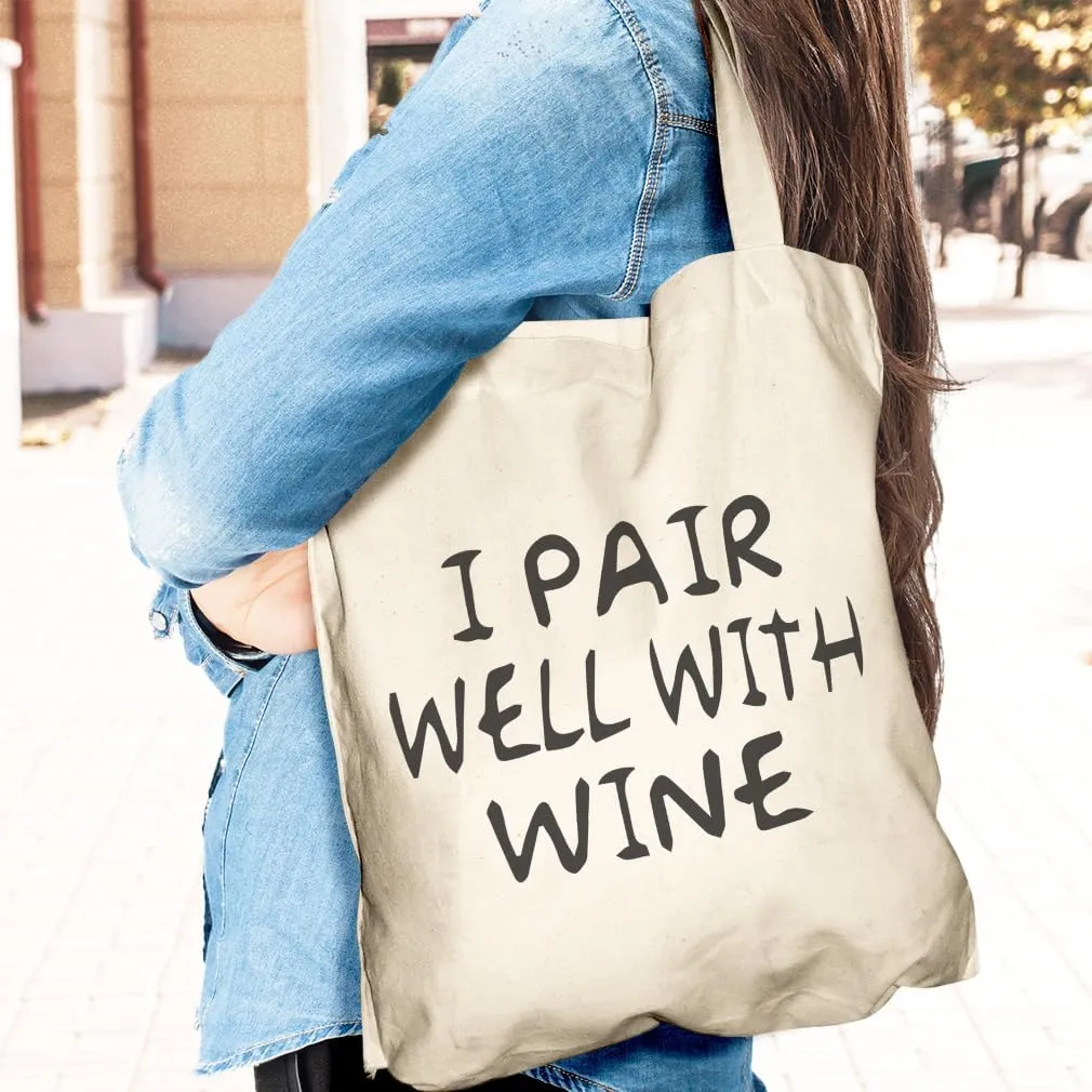 Speedy Pros Canvas Tote Bag for Women I Pair Well with Wine Drinking Party Beach Bags for Women