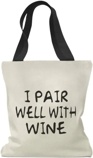 Speedy Pros Canvas Tote Bag for Women I Pair Well with Wine Drinking Party Beach Bags for Women