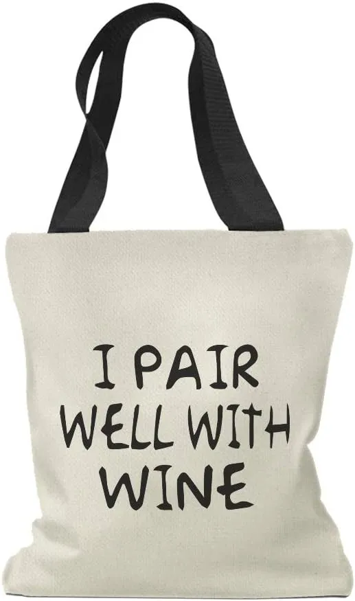 Speedy Pros Canvas Tote Bag for Women I Pair Well with Wine Drinking Party Beach Bags for Women