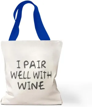 Speedy Pros Canvas Tote Bag for Women I Pair Well with Wine Drinking Party Beach Bags for Women