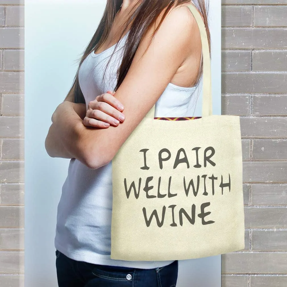 Speedy Pros Canvas Tote Bag for Women I Pair Well with Wine Drinking Party Beach Bags for Women